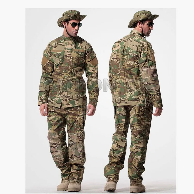 Men Camouflage US Army Tactical Uniform Suit Military Combat Set Shirt + Pants Clothing Outdoor Hunting Clothes | Спорт и