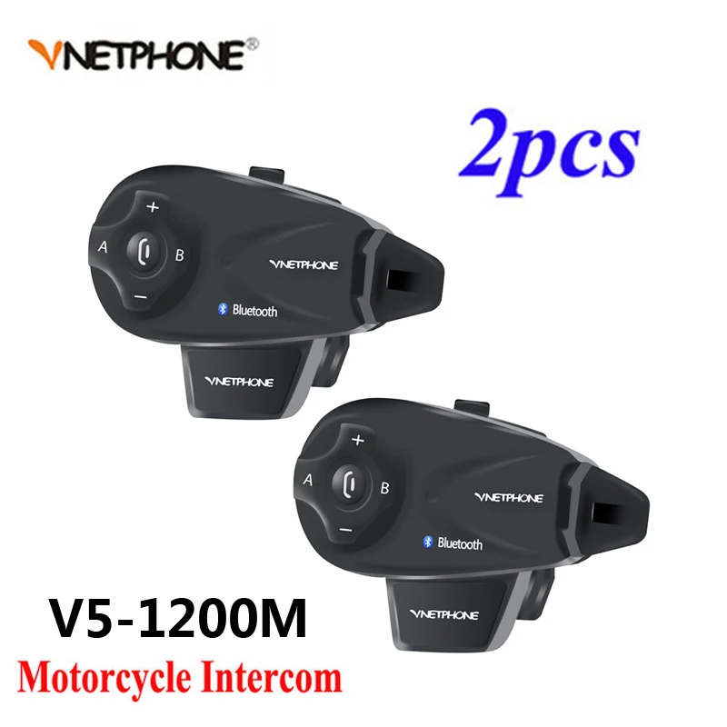 2 шт. Vnetphone V5 двусторонний 5 всадников 1200 м Мотоциклетный шлем BT Bluetooth домофон