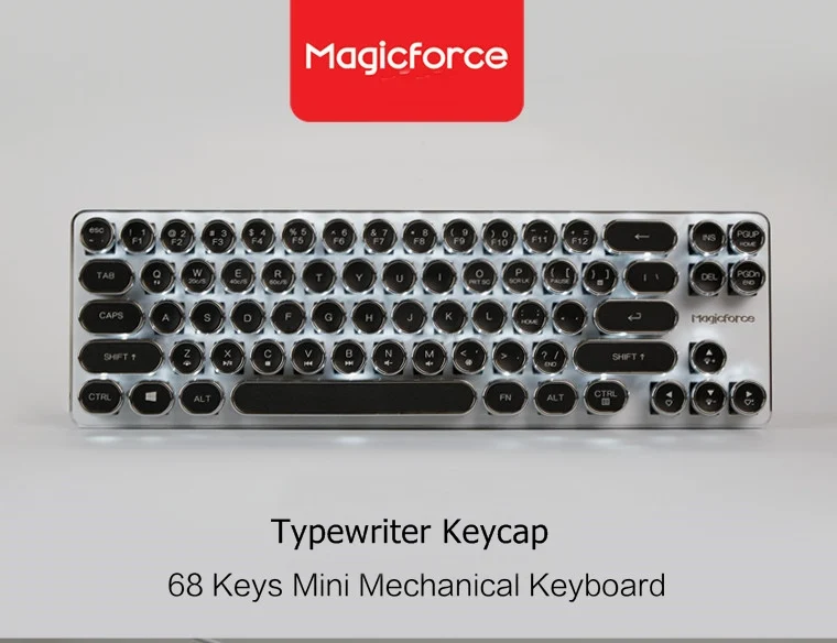 Magicforce Mini 68 ключ винтажная ПЕЧАТНАЯ МАШИНКА издание Проводная Механическая клавиатура вишневые синие переключатели