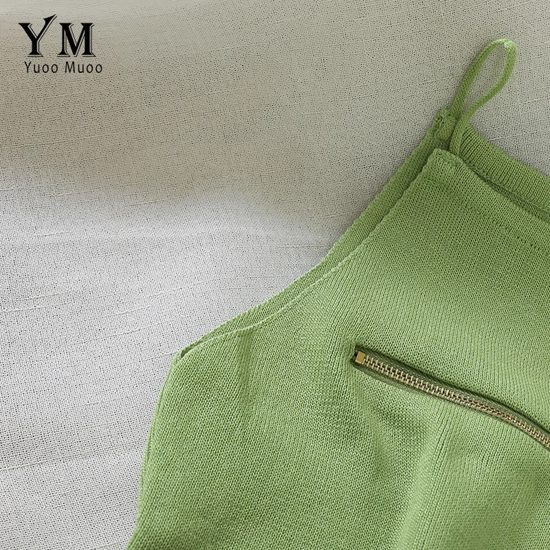 YuooMuoo Korean Style Streetwear Tank Top Women Camis Zipper Design Spaghetti Strap Summer Knitted Vest Top Chic Festival Tops