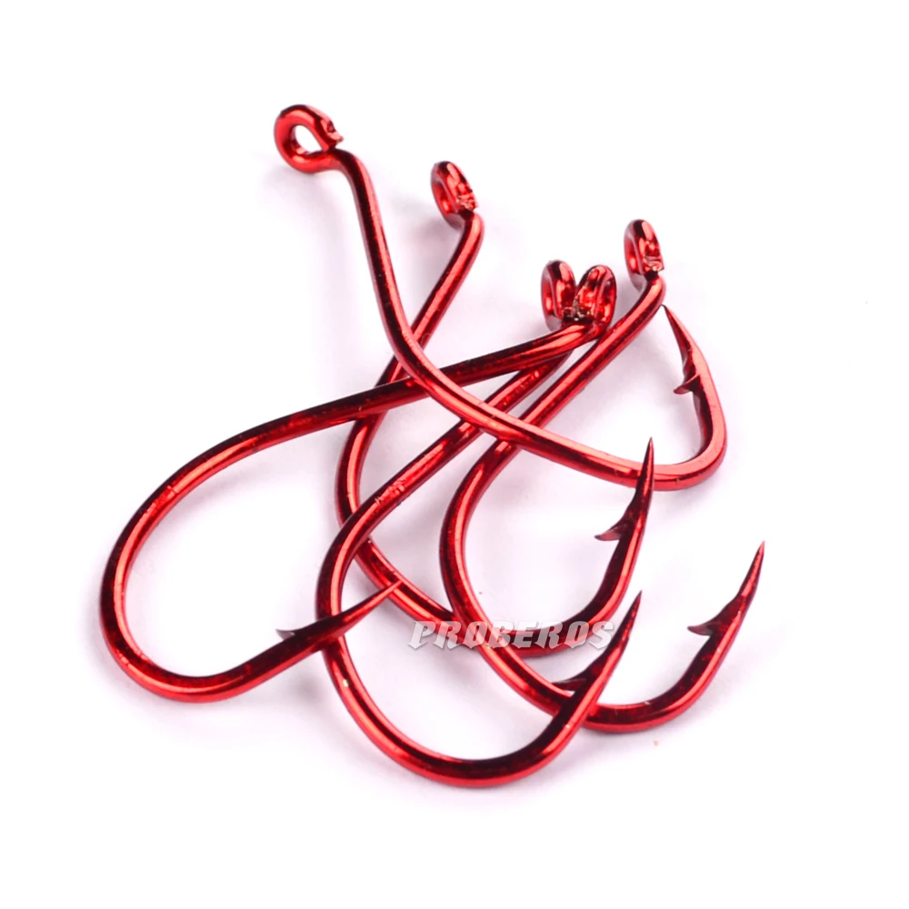 100 шт. красный Высокоуглеродистая сталь рыболовный крючок 1/0 #-8/0 #-6030 BAITHOLDER джиг