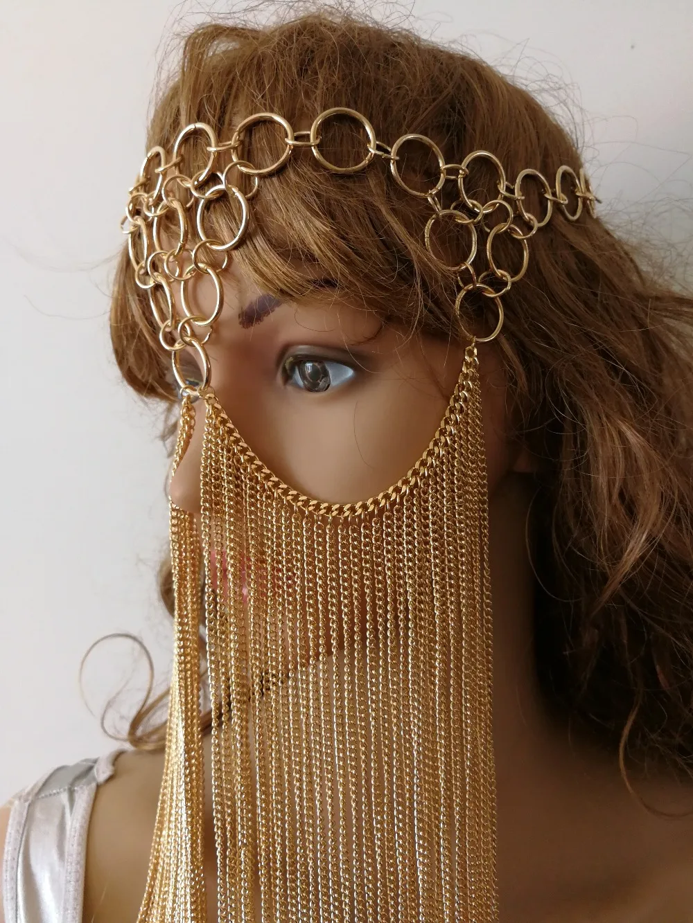 Женская цепочка на голову H771 золотистая цепочка-маска 3 цвета уникальный дизайн |