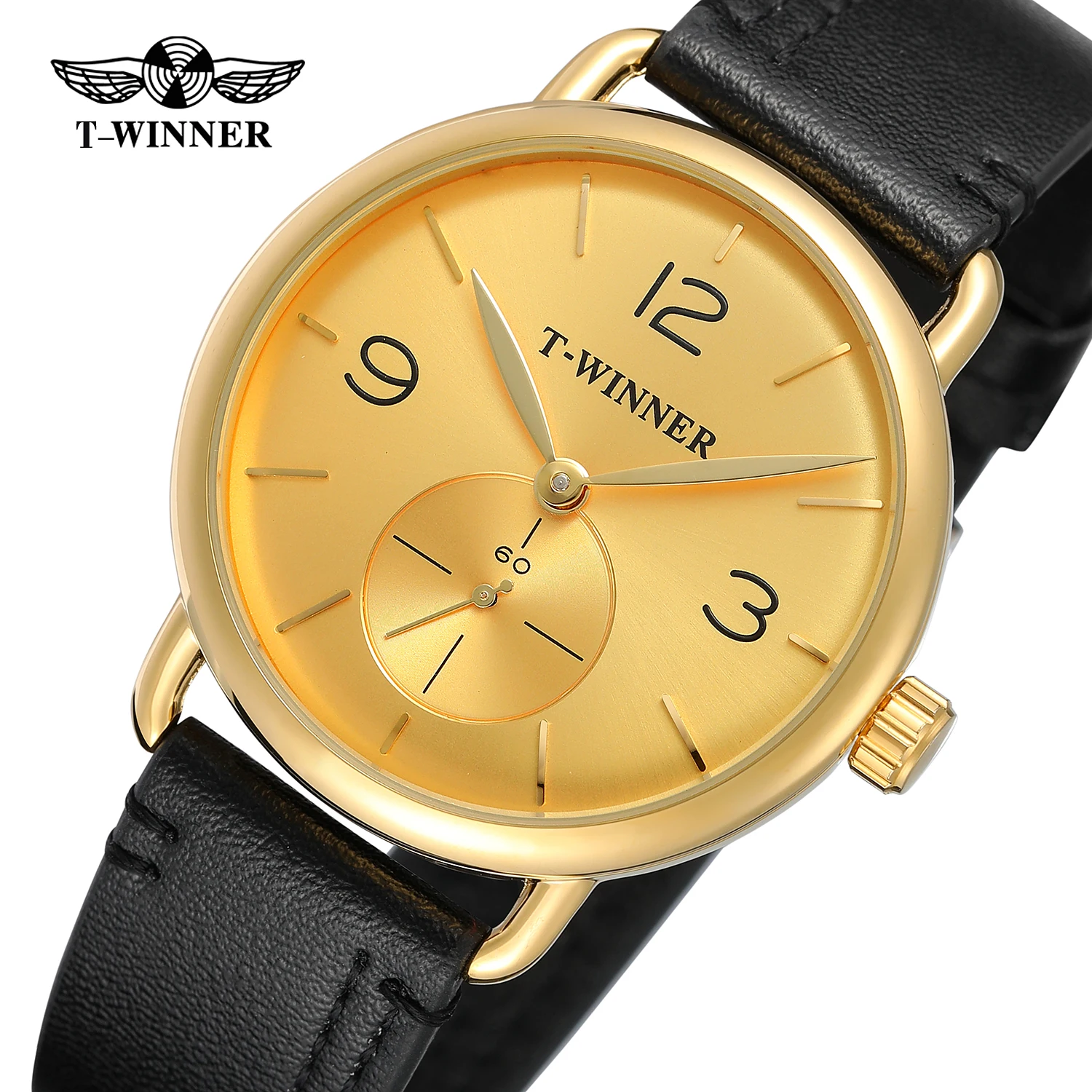 

T-winner Top Brand 2019 New Arrival Best Watches For Men Online Mechanical Hand Wind Trendy Dial Leather Strap Casual Wristwatch