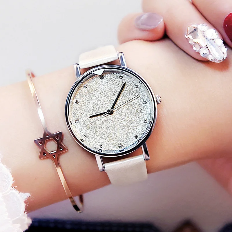 LSVTR Модные Простые Однотонная одежда Для женщин кварцевые часы Роскошные Rhinestone
