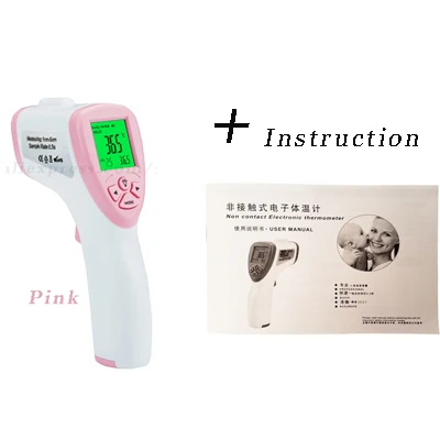 Pink and Instruction Детский/Взрослый Цифровой термометр инфракрасный лоб для тела Пистолет Бесконтактный медицинский электронный термометр для детей - Цвет: Pink and Instruction