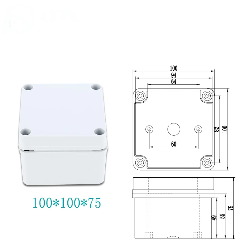 ABS Пластик IP67 Водонепроницаемый распределительная коробка DIY открытый распределительная коробка ответвительная коробка кабеля - Цвет: 100x100x75