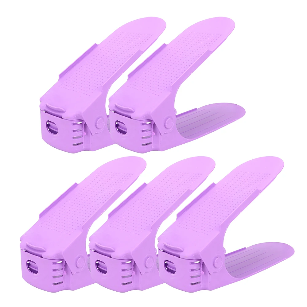 Purple 5 шт./компл. регулируемая стойка для обуви вешалка для Экономия пространства обувной Органайзер сумка для хранения гардероба домашнего хранения - Цвет: Purple