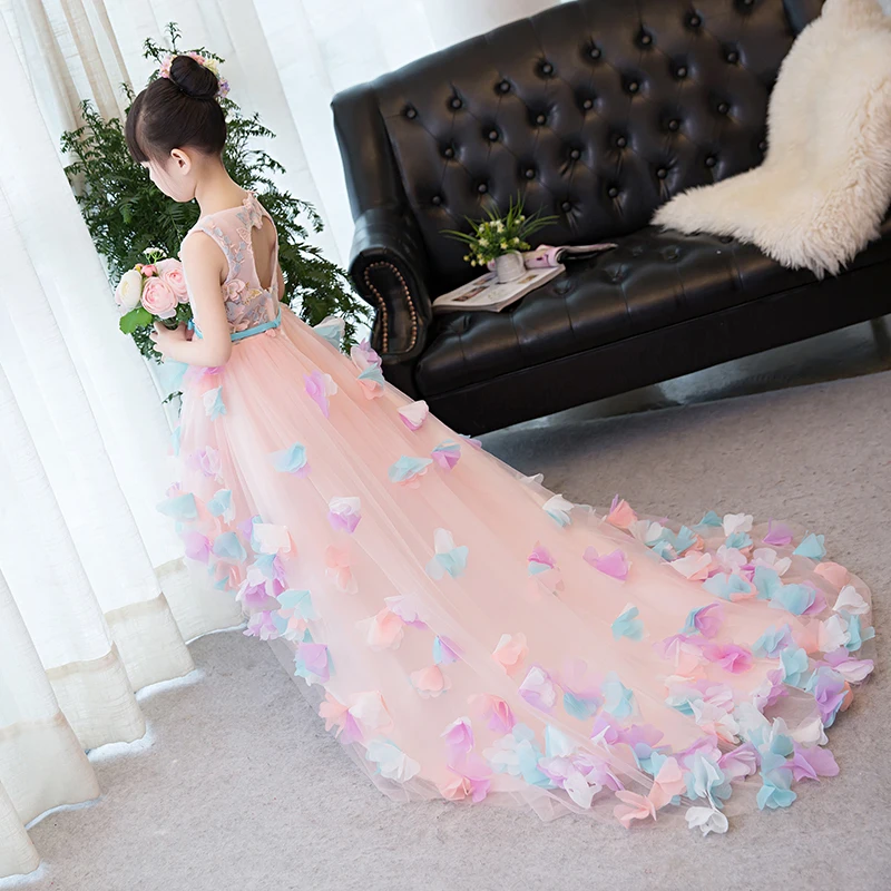 long dress ; Новинка года; Китайский дизайн; элегантные платья для выпускного вечера; вечерние Детские платья для девочек; пышные платья; KSL318 - Цвет: long dress