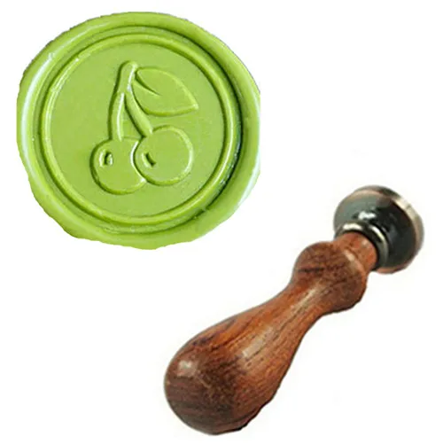 

Vintage Cherry Leaf Custom Picture Logo Wedding Invitation Wax Seal Sealing Stamp Rosewood Handle Set Kit