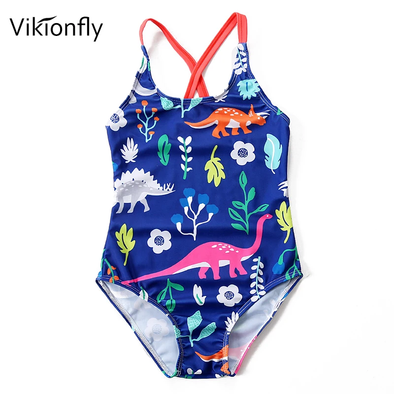 Детские купальники Vikionfly с принтом животных Цельный купальник для девочек Летний