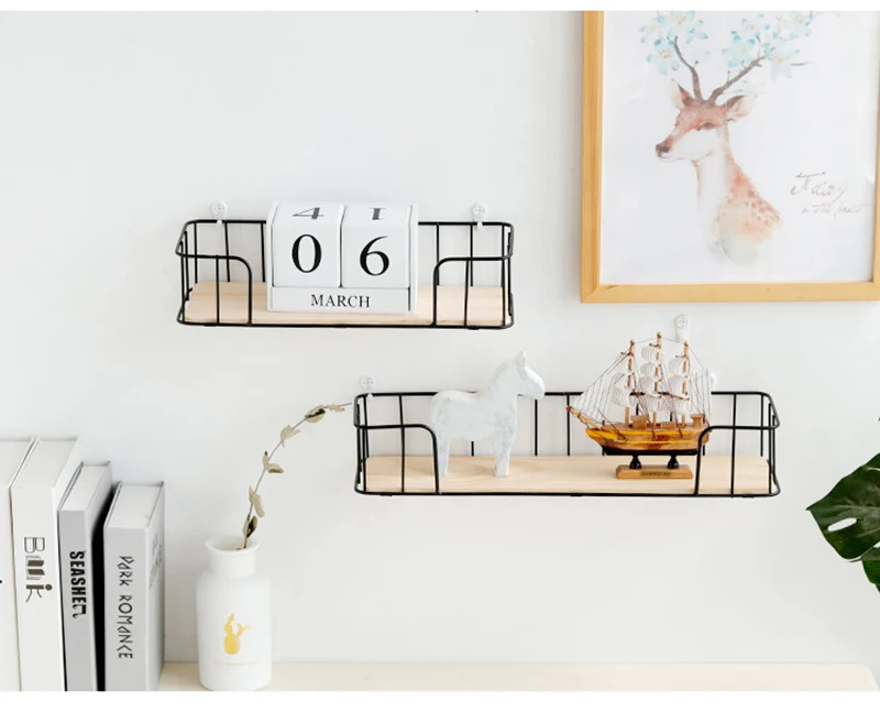 Storage Rack Metal Functional Multi-storey Wrought Iron Rack Wooden Board Storage Shelf Wrought Iron Shelf for Kitchen Bathroom