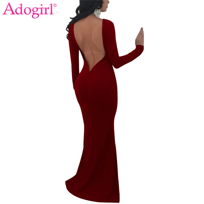 Adogirl/Новинка 2018 года Сексуальное Вечернее Платье макси с v образным вырезом сзади