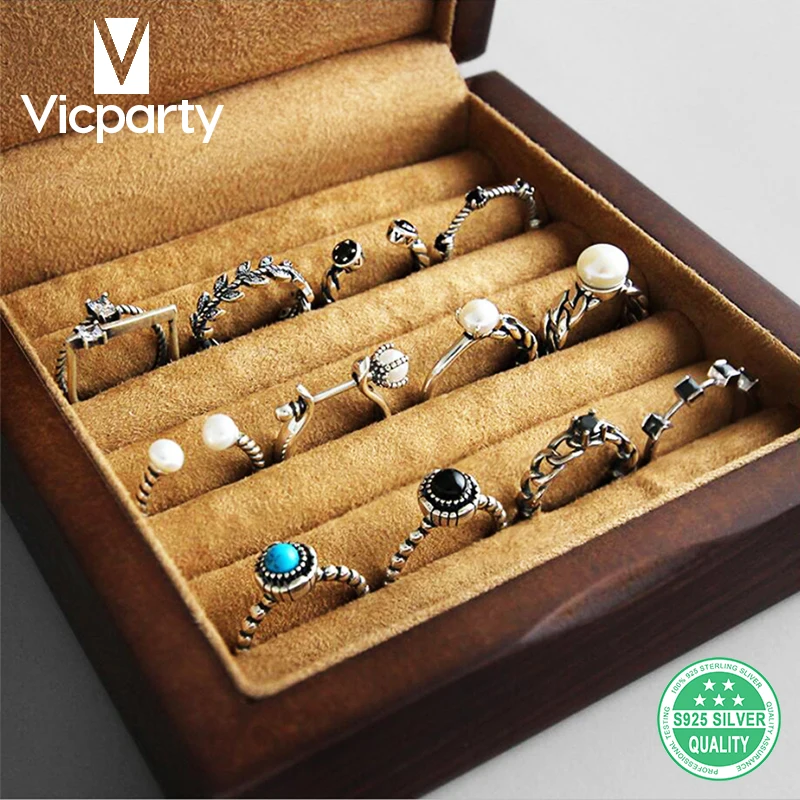 Стерлинговое Серебро 925 регулируемые винтажные агат жемчужные кольца с бирюзой