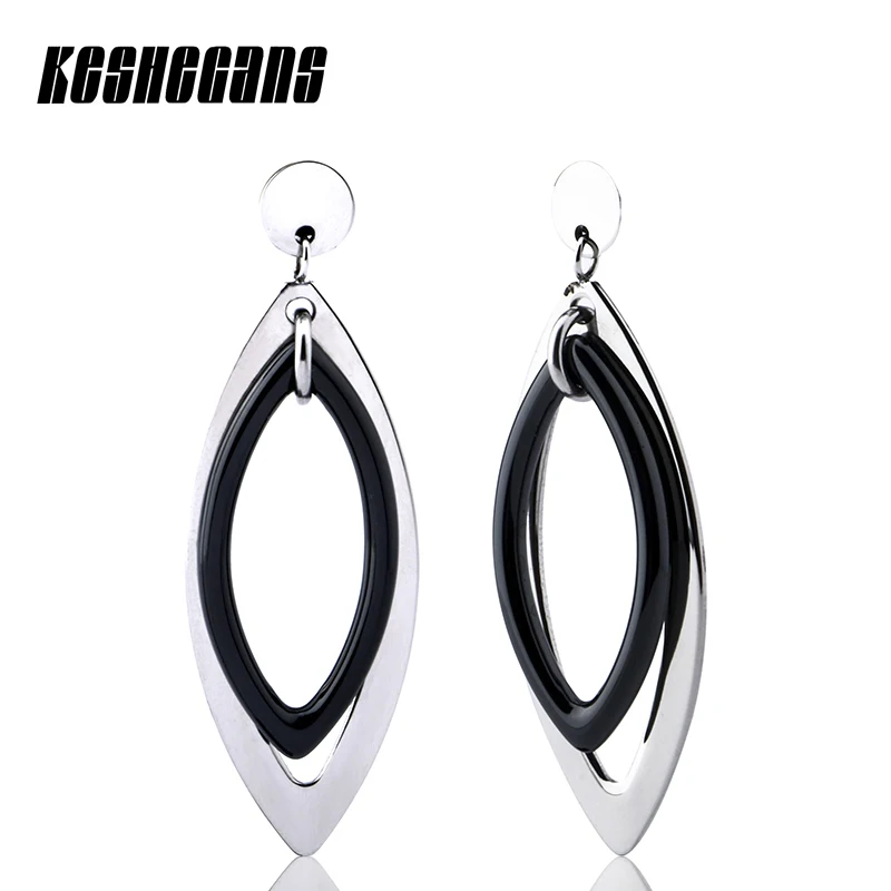 Женские Длинные керамические серьги-пусеты серебряные геометрические серьги с