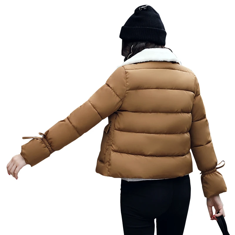 2019 turn down collar women winter coat female outerwear ladies thick warm short jacket slim breast button jaqueta feminina | Женская