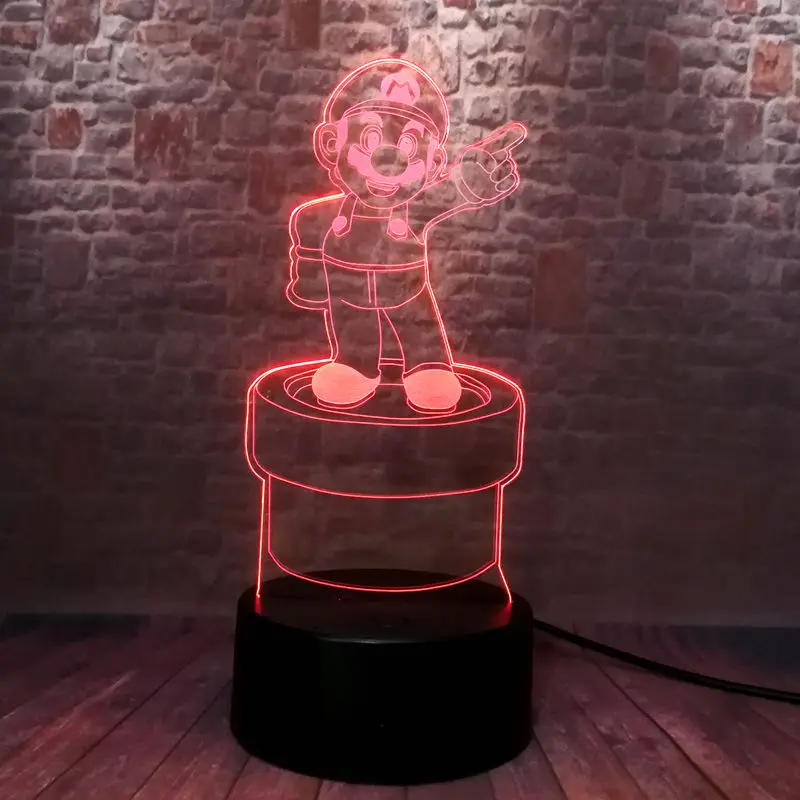 Аниме фигурки Супер Йоши 3D иллюзия светодиодная подсветка 7 цветов меняющая