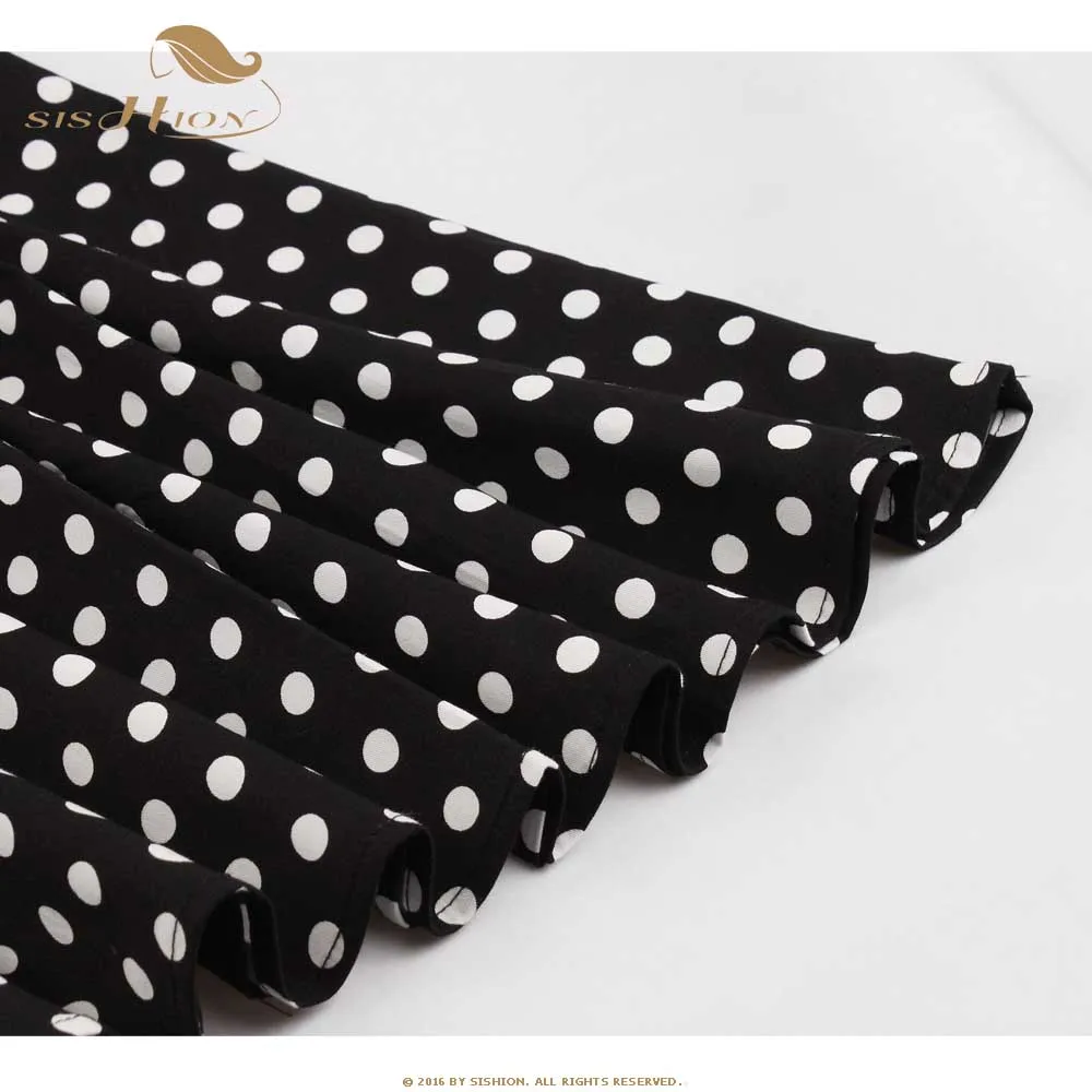 Женское винтажное платье в горошек SISHION черное стиле Хепберн с воротником Питер