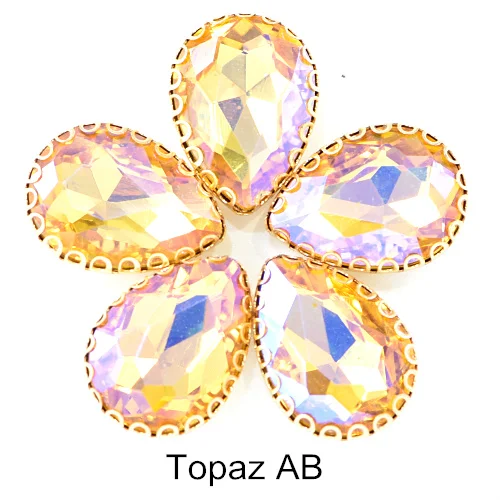 Topaz AB 20 шт. 13X18 мм кристалл AB пришить стразы стекло каплевидные швейные камни с когтями для DIY одежды Ювелирные изделия сумки обувь B1183 - Цвет: Topaz AB