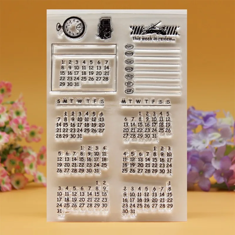 

YINISE Calendar Silicone Clear Stamps For Scrapbooking DIY PAPER Album Cards Decoration Embossing Folder TPR Rubber Stamp TOOLS