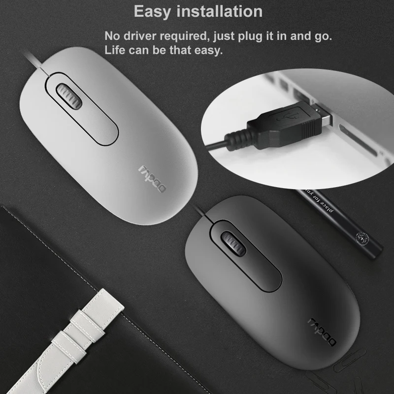 Новая Проводная оптическая игровая офисная мышь Rapoo N200 с 1000 dpi для ПК, компьютера, дома, офиса