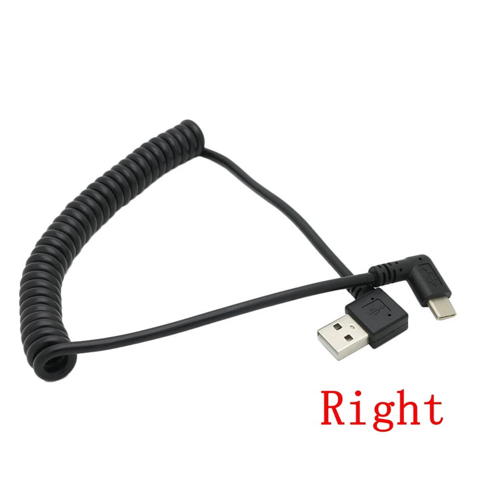 Right 1 м USB 2,0 Мужской 90 градусов влево и вправо под углом к USB-C 3,1 тип-c выдвижной пружинный кабель для передачи данных Расширение синхронизации для S8 P10 - Цвет: Right