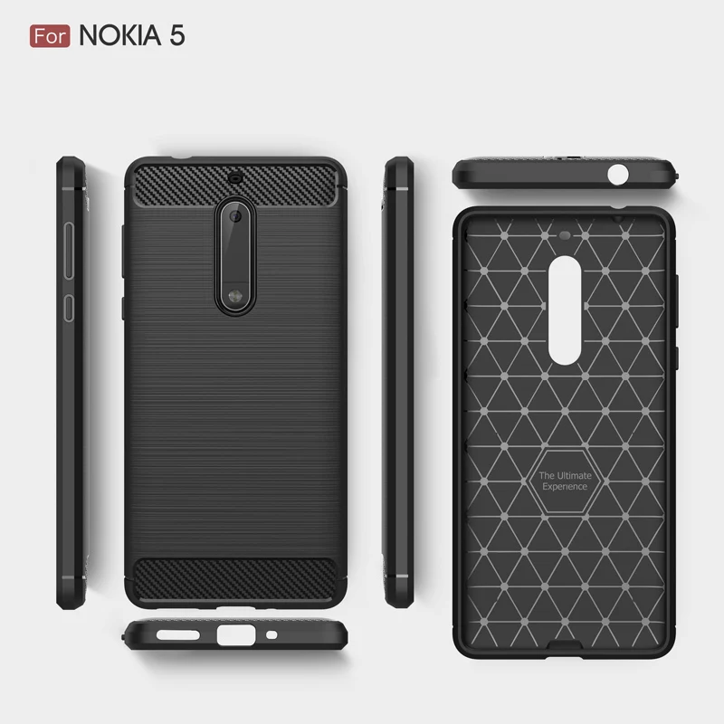 Чехол для Nokia 5 черный мягкий чехол из ТПУ 1 углеродного волокна Nokia5 мобильного