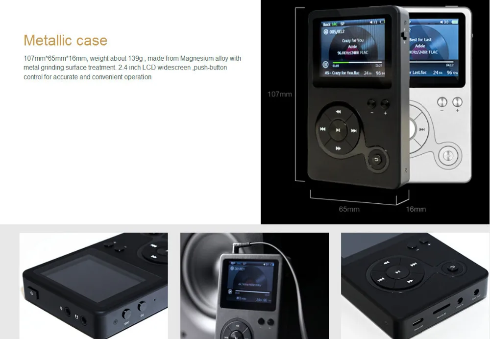 Hidizs AP100 портативный карманный Профессиональный Hifi музыкальный плеер без потерь 24 бит/192 кГц основные музыкальные файлы коаксиальный выход/вход