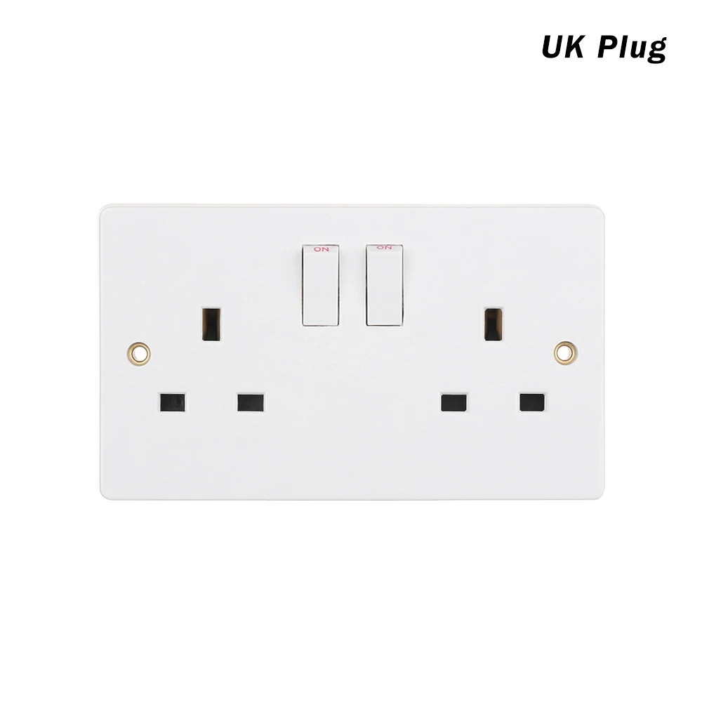 UK Plug 1 шт. двойной 2 Gang Plug белый Dual Usb зарядное устройство стенная электрическая розетка перешли квадратный край 13 Ампер порты и разъёмы Разъем дома применение - Тип: UK Plug