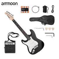 ammoon electric guitar left hand 21 frets 6 string paulownia body maple neck solid wood with speaker pitch pipe guitar bag strap