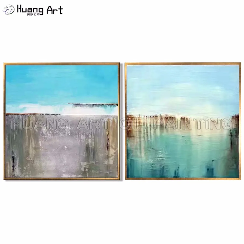

New Style Art Hand-painted Blue Oil Painting on Canvas for Living Room Wall Decoration Modern Abstract Landscape Wall Painting