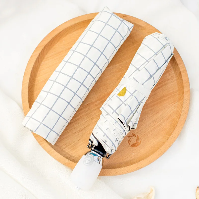 Полностью автоматический зонт белый женский от дождя и солнца складной с черным