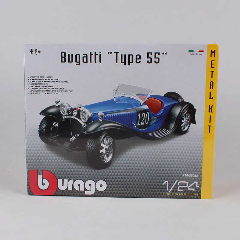 Bburago 1:24 bugatti Тип 55 автомобиль литой под давлением металлический комплект синяя