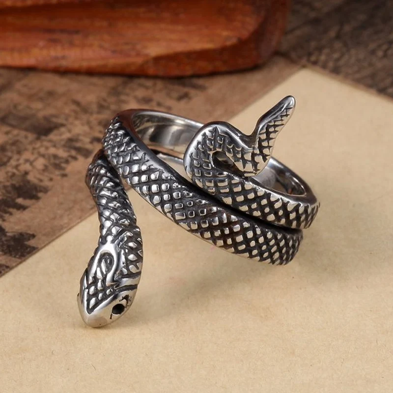 Мужской черный панк кольцо уникальная змеиная индивидуальная из нержавеющей стали ювелирные изделия