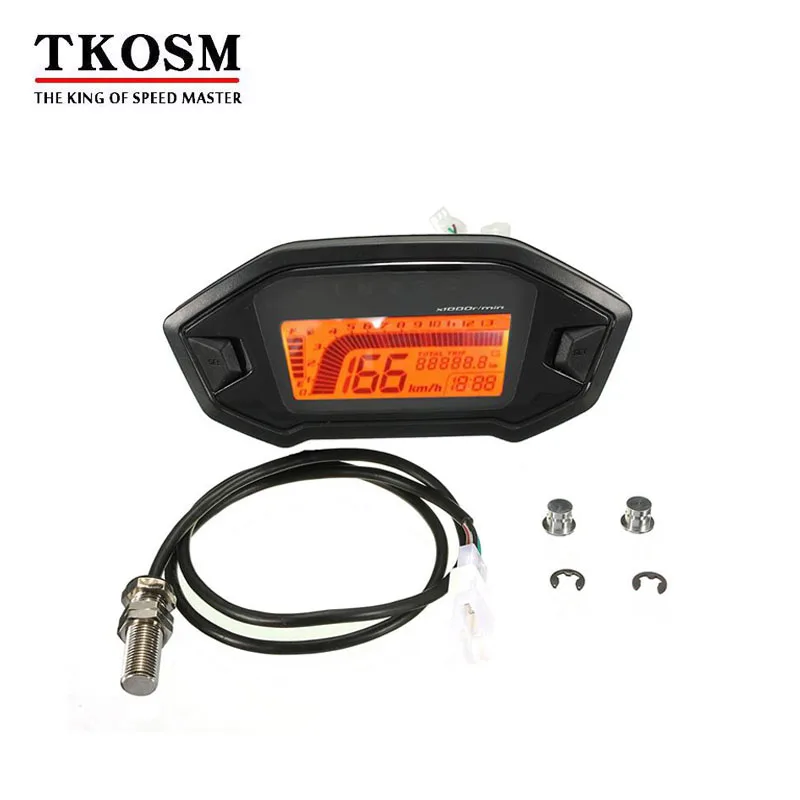 TKOSM универсальный мотоцикл lcd цифровой спидометр одометр подсветка мотоцикла одометр для 1,2, 4 цилиндра