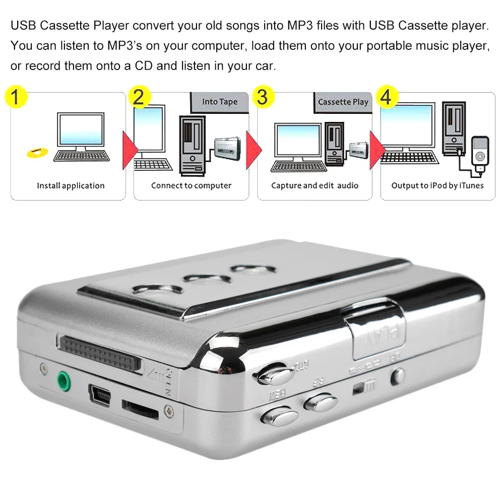 Ezcap 218B для оцифровки кассет с выходом USB кассета Tape to MP3 конвертер easycap стерео Hi Fi