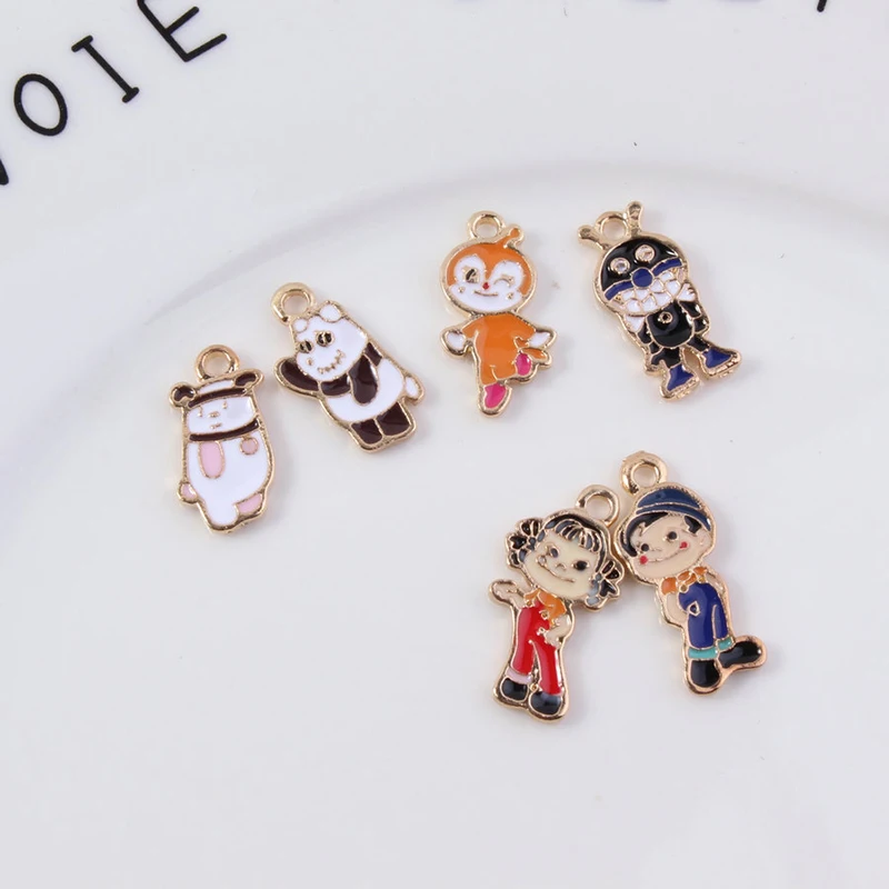 10 шт./лот милые эмалированные подвески с мультипликационным персонажем пандой