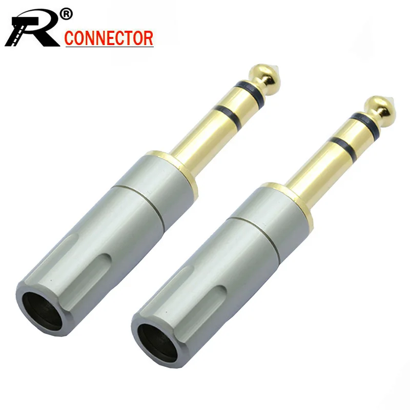 10 шт./лот медь 6 35 мм стерео разъем позолоченный 1/4 дюймов 3 полюса Мужской провод