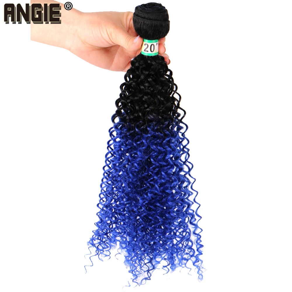 

Angie 100g/pcs Black to Purple Two Tone Ombre Kinky Curly Hair Extensions 18-22 Inch Available Synthetic Hair Bundles