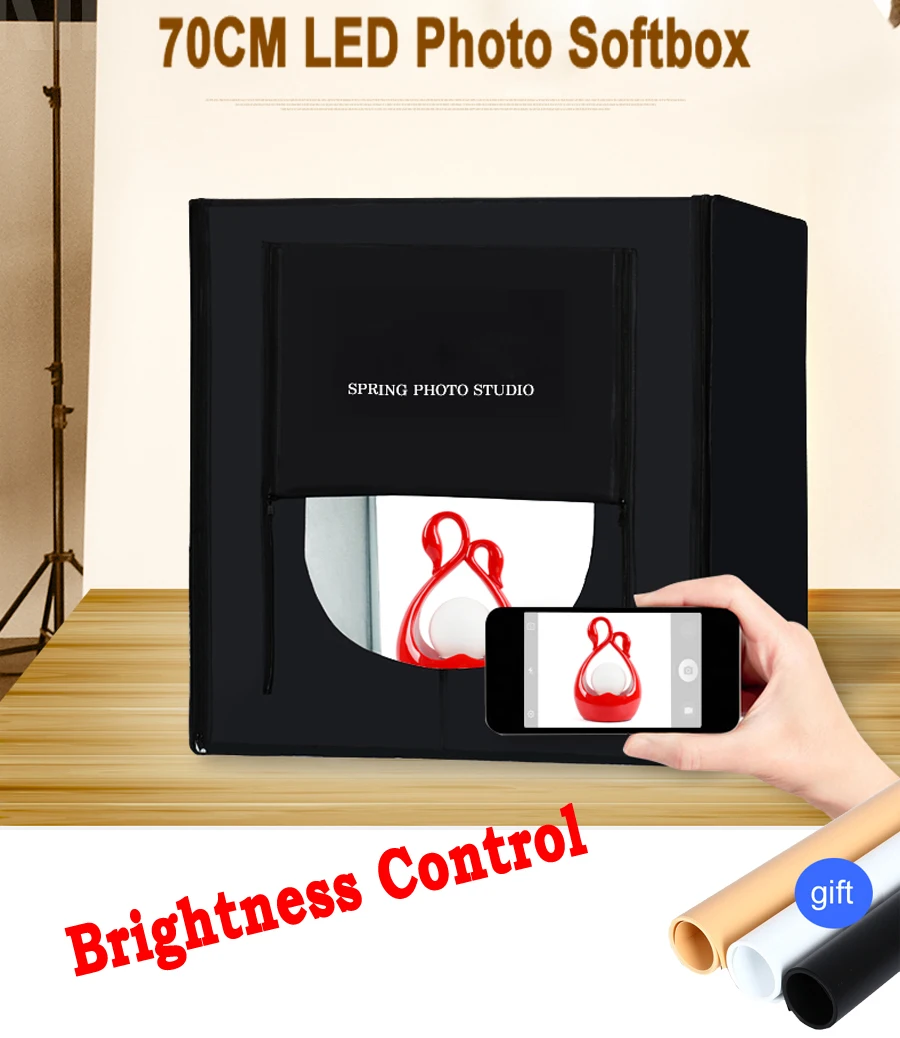 70*70 см портативный светодиодный софтбокс для фотостудии + фон адаптер