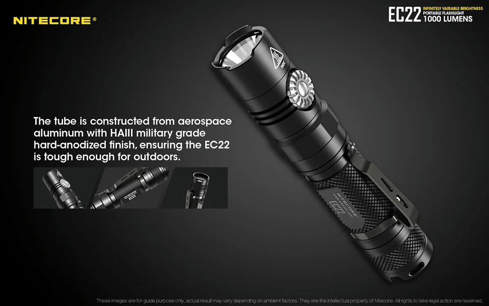 NITECORE EC22 фонарик XP-L HD V6 светодиодный Макс. 1000lm луч расстоянии 180 м tacitcal свет бесступенчатого регулирования Яркий факел