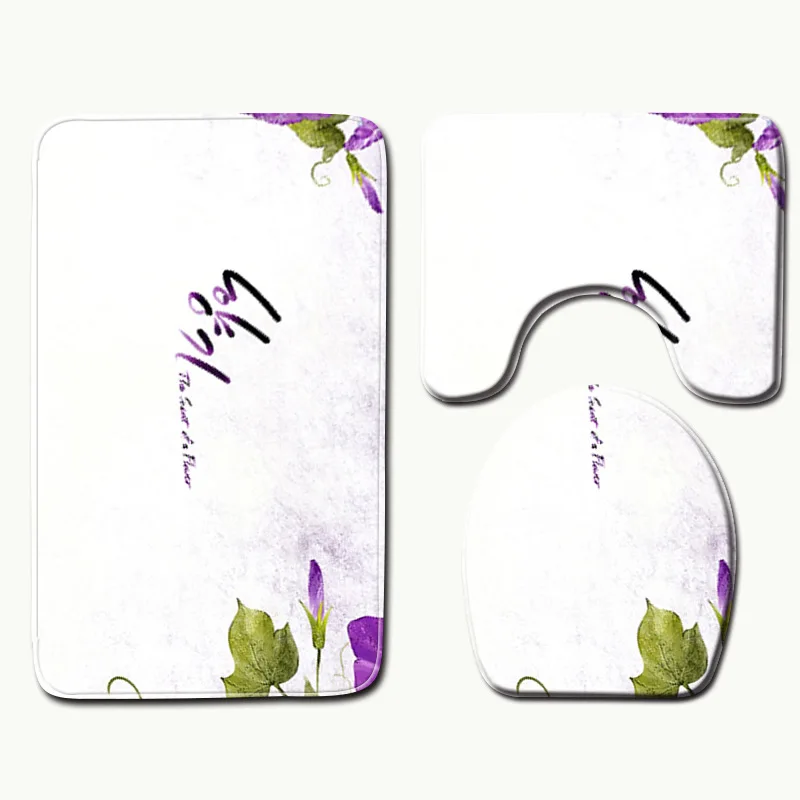 Zeegle цветочный узор Ванная комната коврики крышка для унитаза с резиновой