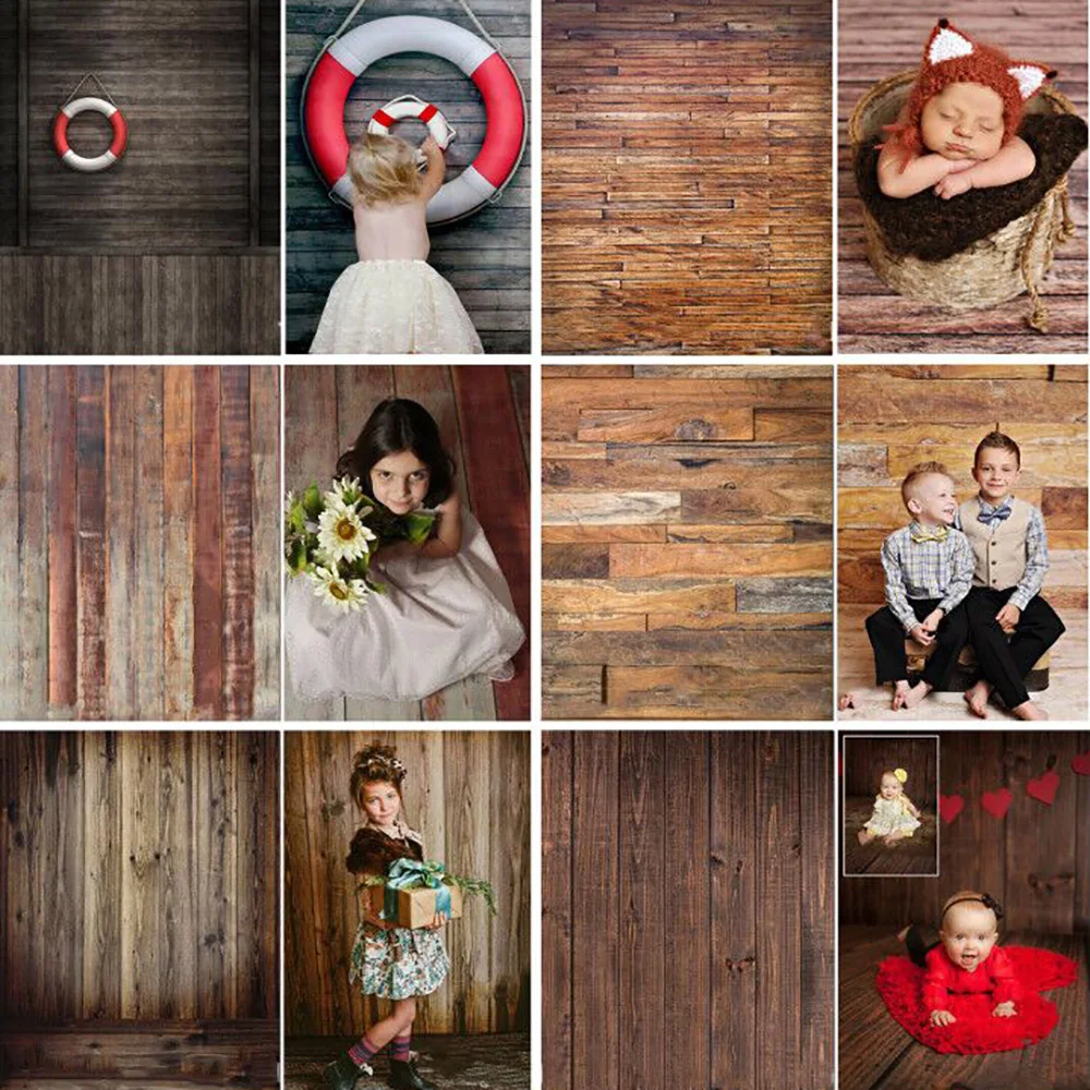 

Wood Floor Backdrop for Photography Baby Shower Birthday Party Photo Background for Children Newborn Portrait Backdrops Studio