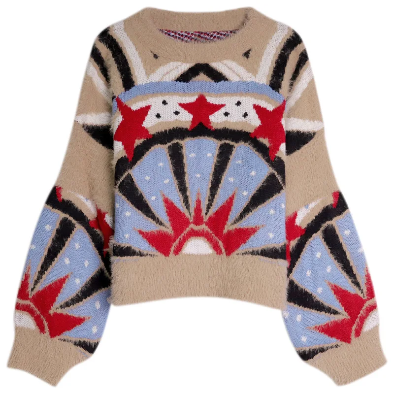 Max LuLu 2019 Winter European Fashion Ladies 3d Pattern Pullovers Womens Oversized Sweater Vintage Knitted Clothes Warm Jumper | Женская