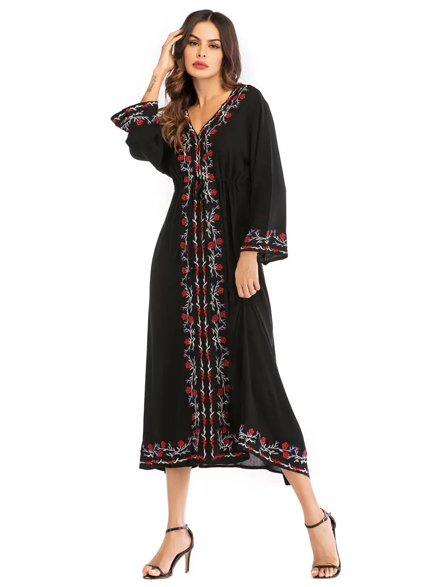 Женская Вышивка платье Этническая Абая головной платок украинская Повседневная