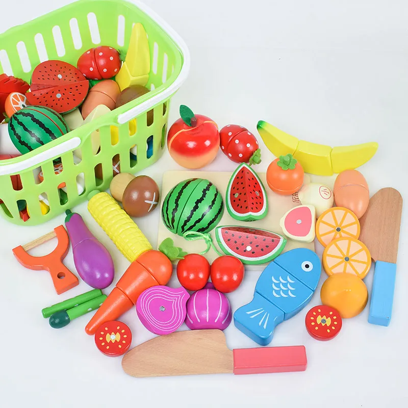Детские игрушки Дерево раннее образование для детей фрукты овощи Кухня резка