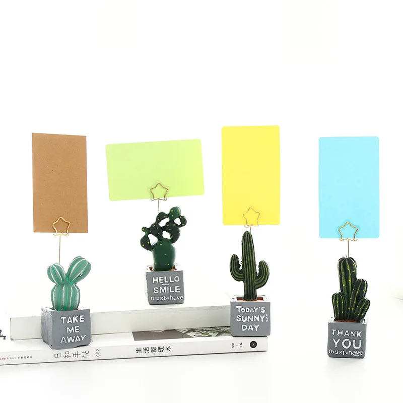 

4 pcs/Lot Resin table plant Cute cactus note clip holder Photo memo organizer Stationery Office decoration School supplies A6972