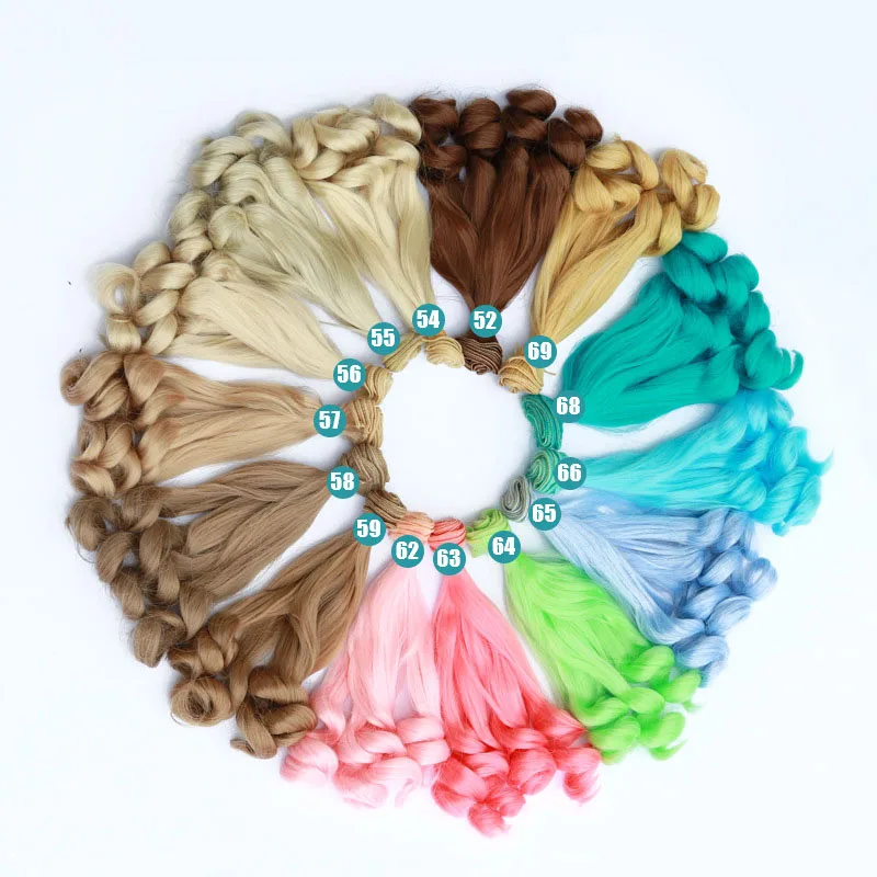 1PCS 26Colors Russian Doll Accessories DIY Wig Hair BJD Curly Doll Hair Tress For Dolls