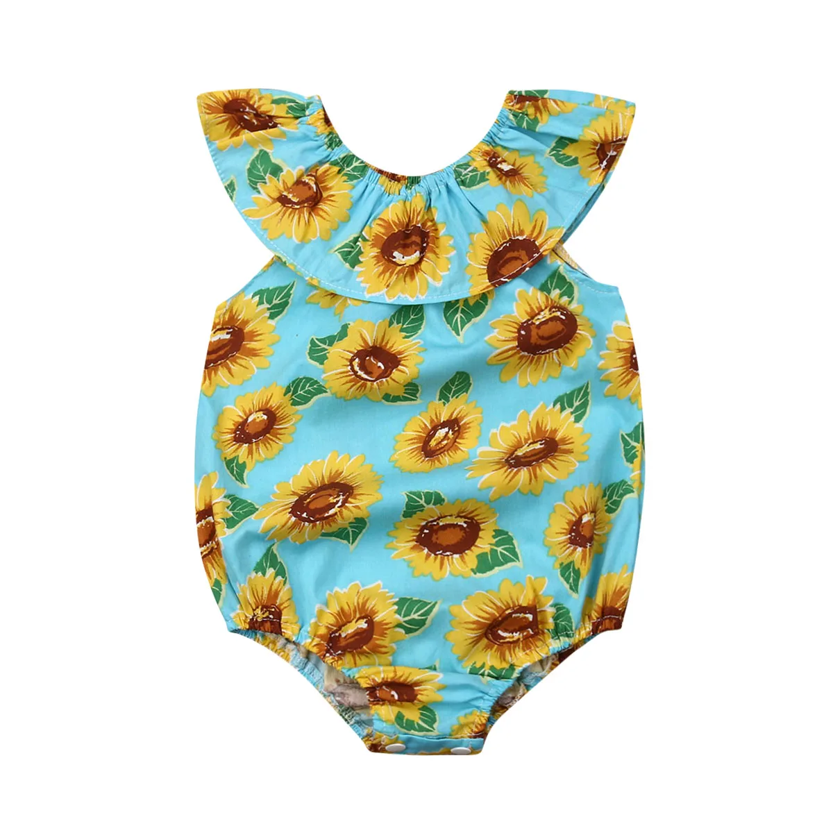 Комбинезон с подсолнухом наряд для новорожденных девочек комбинезон открытыми