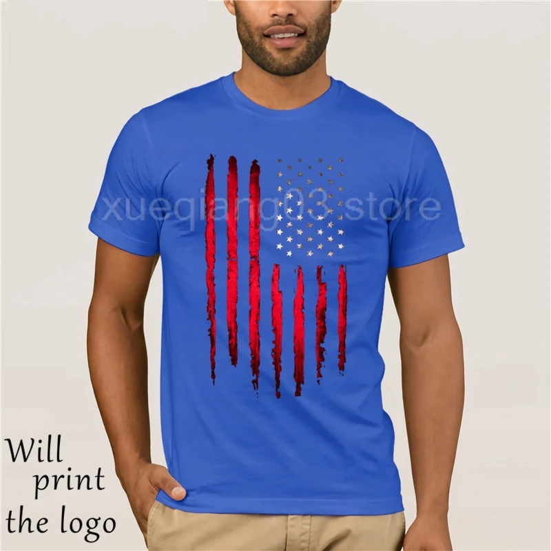 Cowboy USA Flag T Shirts Men Striped Shirt Red Tops Boys Cotton Blouses America Print Clothes Team Punk | Мужская одежда