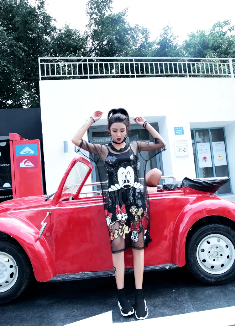 Платье Минни Маус костюмы на Хэллоуин женское тонкое платье с пайетками и